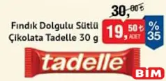 TADELLE FINDIK DOLGULU SÜTLÜ ÇİKOLATA 30 G
